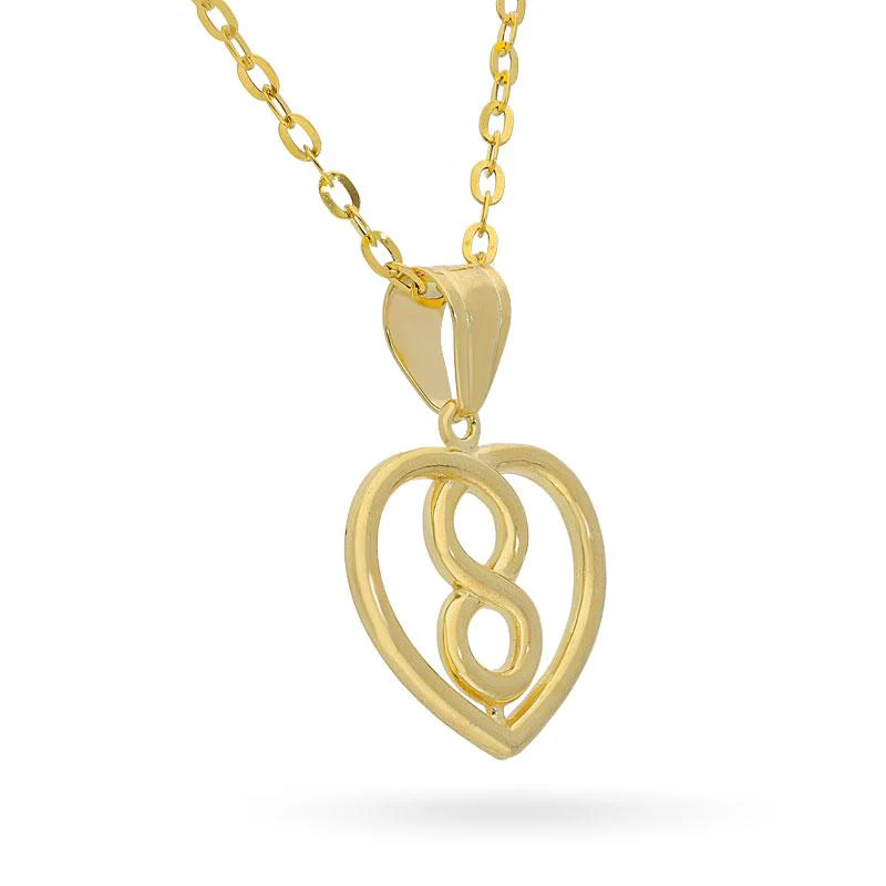 Gold Infinity Heart Pendant Set (Necklace, Earrings and Ring) 18KT - FKJNKLST18K2154 - Image 3