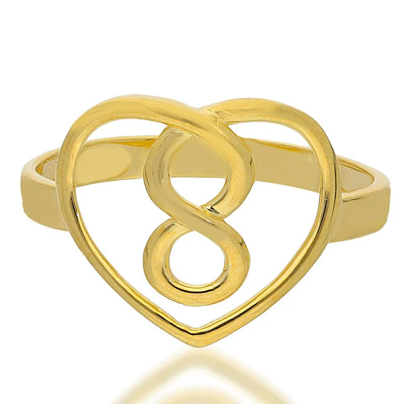 Gold Infinity Heart Pendant Set (Necklace, Earrings and Ring) 18KT - FKJNKLST18K2154 - Image 5