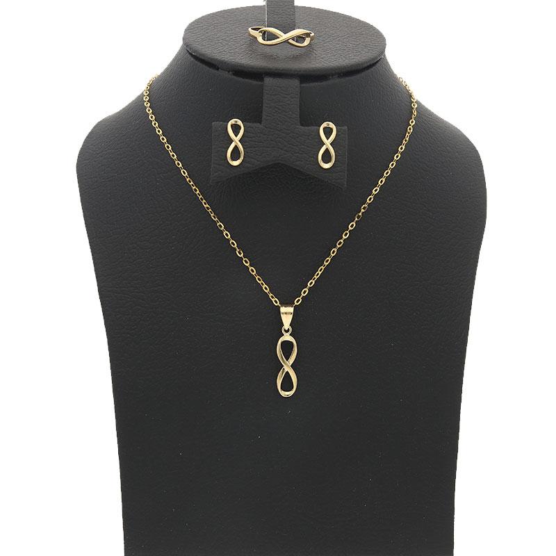 Gold Infinity Pendant Set (Necklace, Earrings and Ring) 18KT - FKJNKLST18K2160 - Image 8