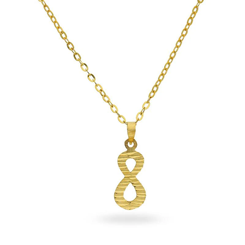 Gold Infinity Shaped Pendant Set (Necklace, Earrings and Ring) 18KT - FKJNKLST18K2169 - Image 3