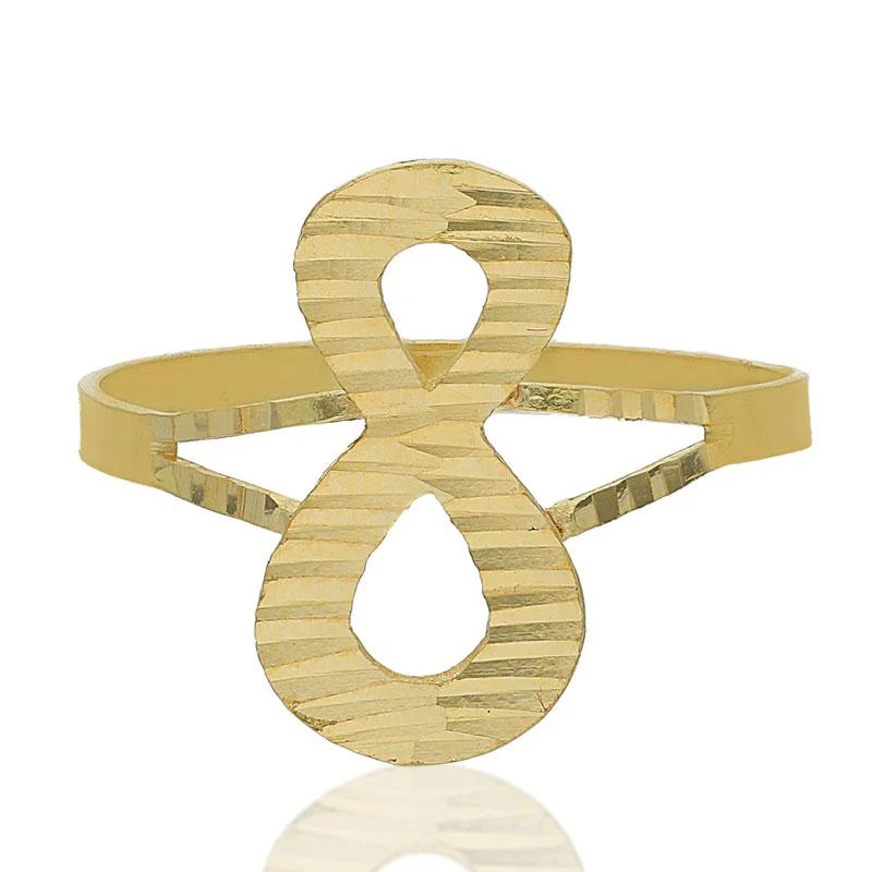 Gold Infinity Shaped Pendant Set (Necklace, Earrings and Ring) 18KT - FKJNKLST18K2169 - Image 6