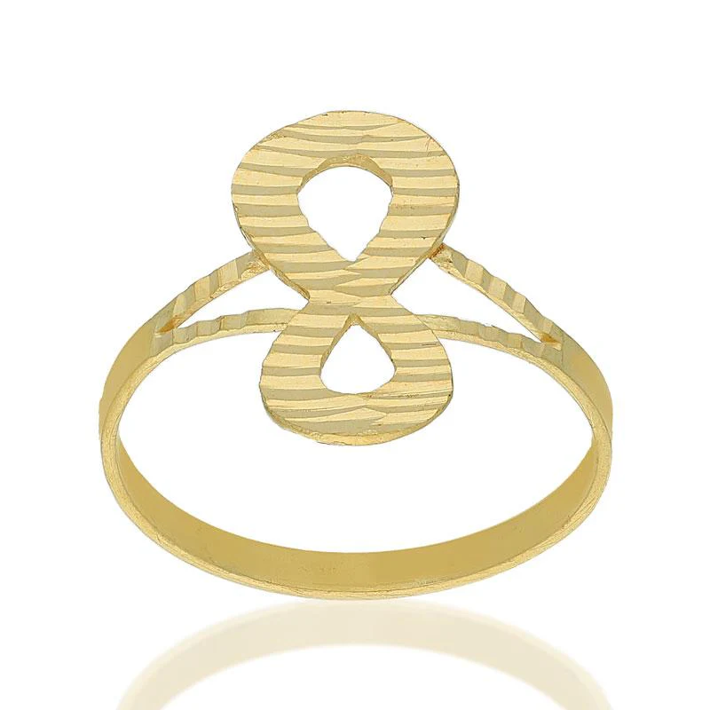 Gold Infinity Shaped Pendant Set (Necklace, Earrings and Ring) 18KT - FKJNKLST18K2169 - Image 7