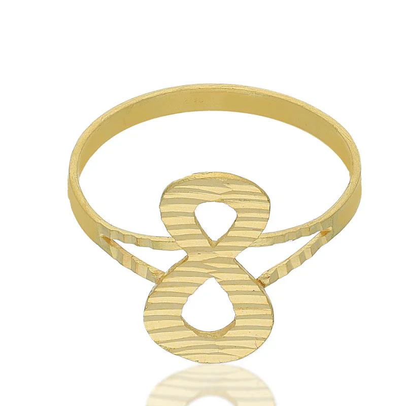 Gold Infinity Shaped Pendant Set (Necklace, Earrings and Ring) 18KT - FKJNKLST18K2169 - Image 8