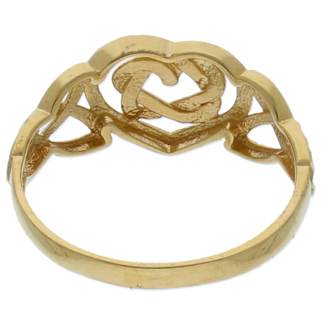 Gold Intricate Heart Shaped Ring 18KT - FKJRN18KU6371 - Image 2