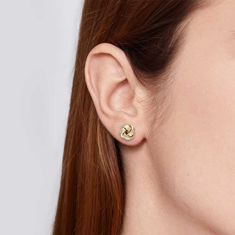 Gold Knot Pendant Set (Necklace and Earrings) 18KT - FKJNKLST18KU2036 - Image 6