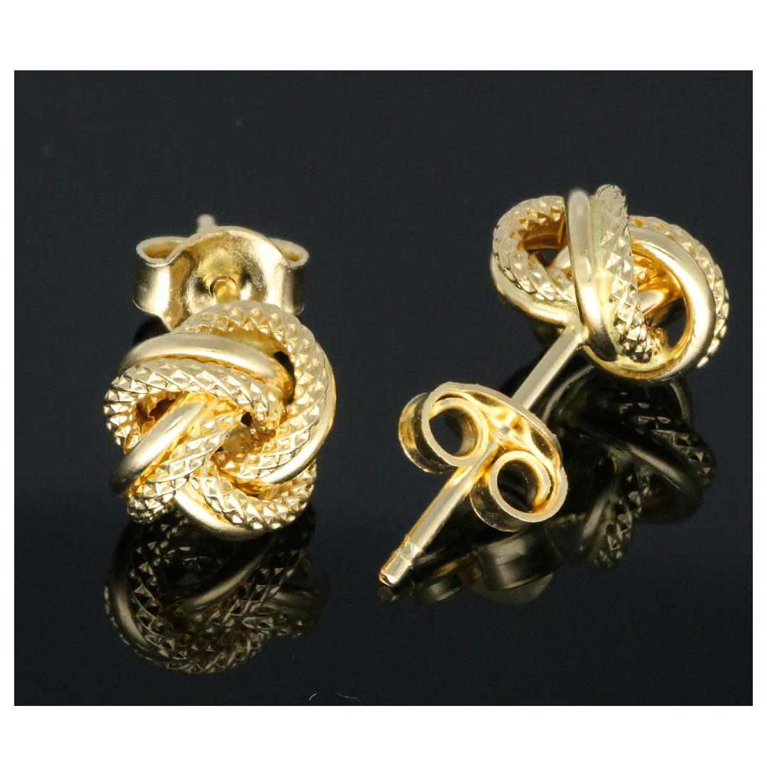Gold Knot Shaped Earrings 18KT - FKJERN18KU6444 - Image 2