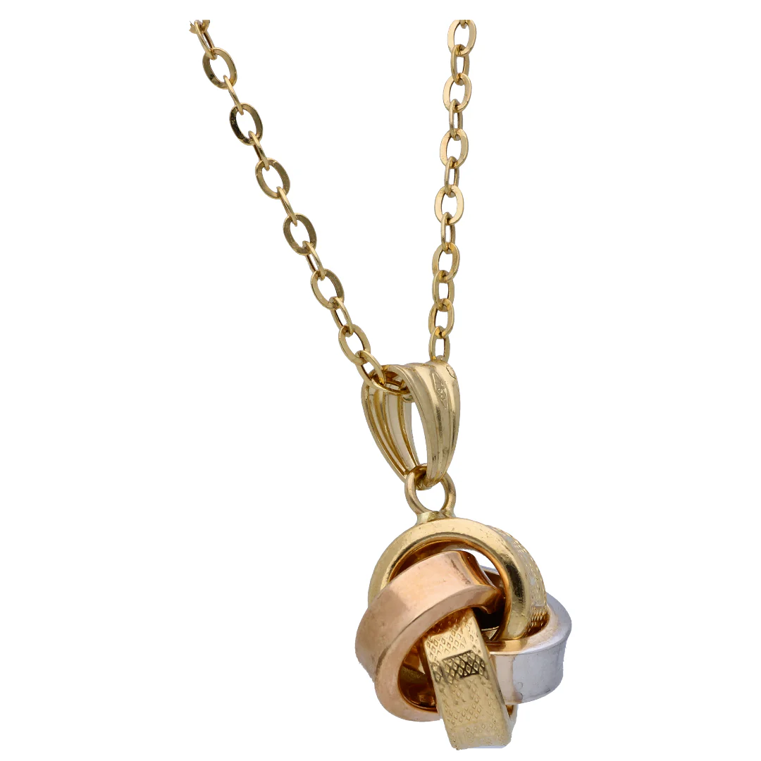 Gold Knot Shaped Pendant Set 18KT - FKJNKLST18KU6520 - Image 3
