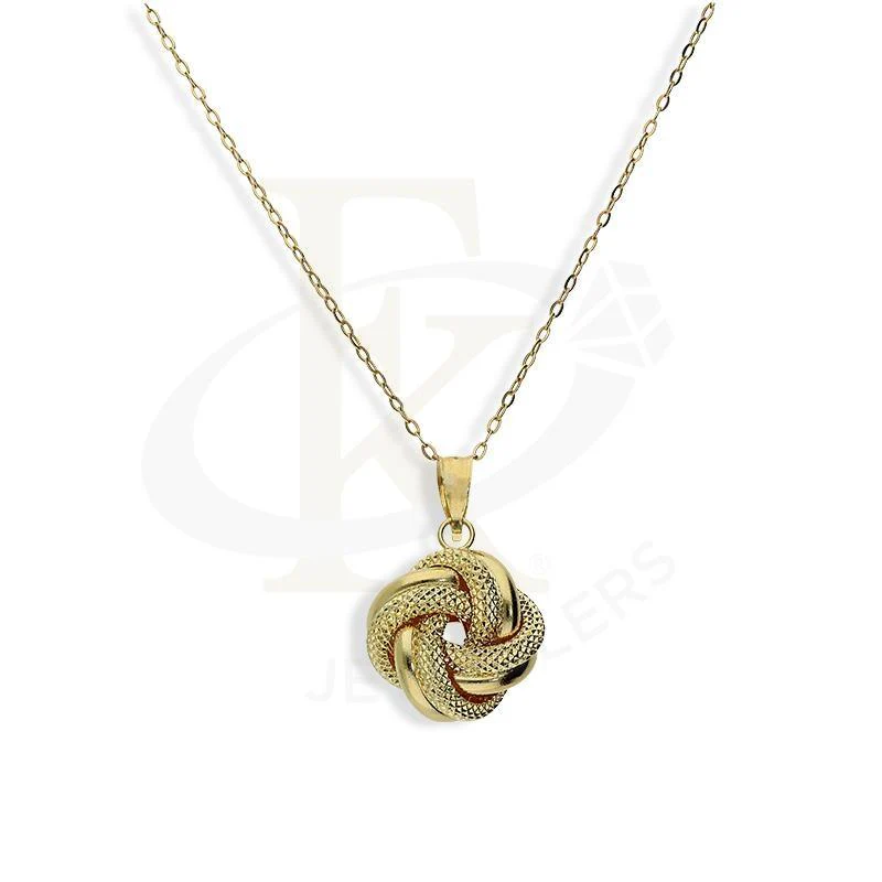 Gold Knot Shaped Pendant Set (Necklace and Earrings) 18KT - FKJNKLST18K2206 - Image 3