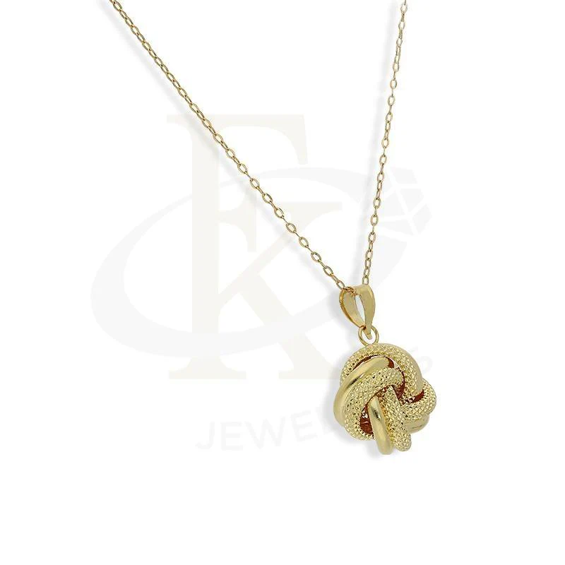 Gold Knot Shaped Pendant Set (Necklace and Earrings) 18KT - FKJNKLST18K2206 - Image 4