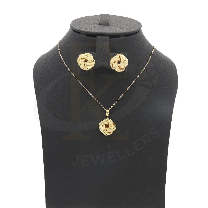 Gold Knot Shaped Pendant Set (Necklace and Earrings) 18KT - FKJNKLST18K2206 - Image 6