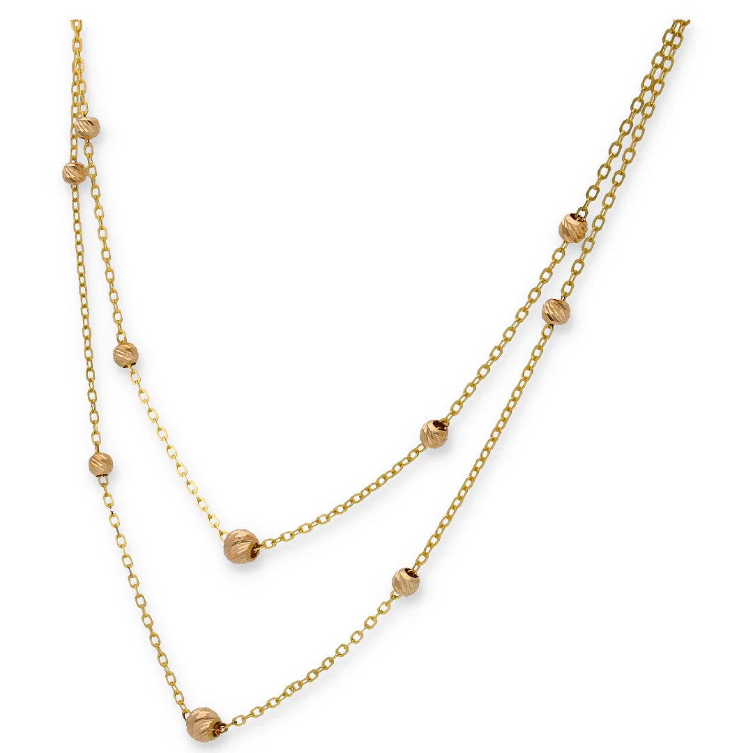 Gold Layered Necklace (Chain With Beads) 21KT - FKJNKL21KU6366 - Image 3