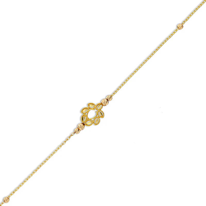 Gold Leaf Shaped Bracelet 21KT - FKJBRL21KU6010 - Image 2