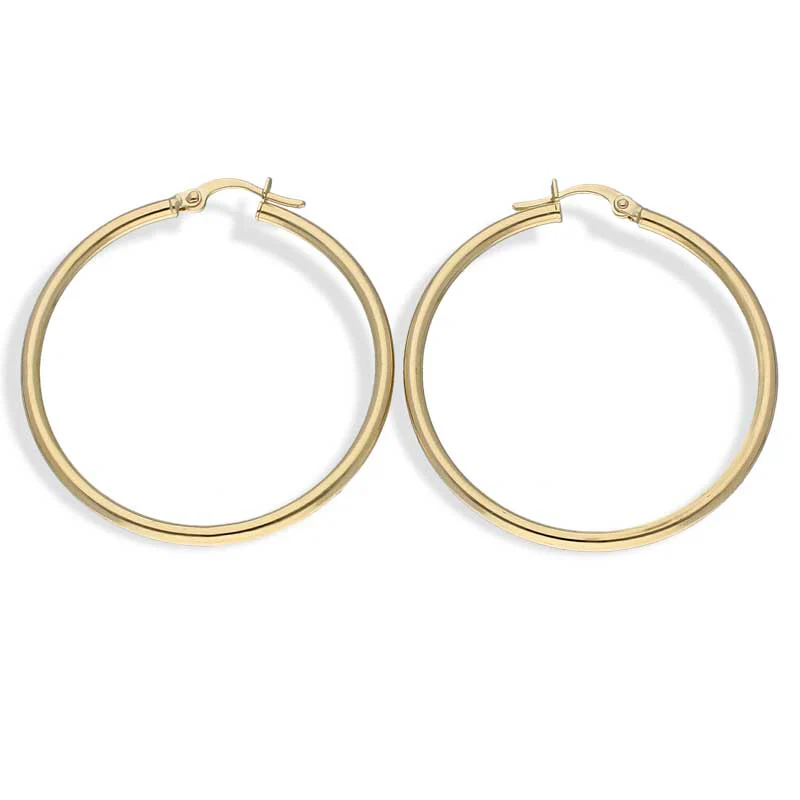 Gold Long Hoop Earrings 18KT - FKJERN18KU3092