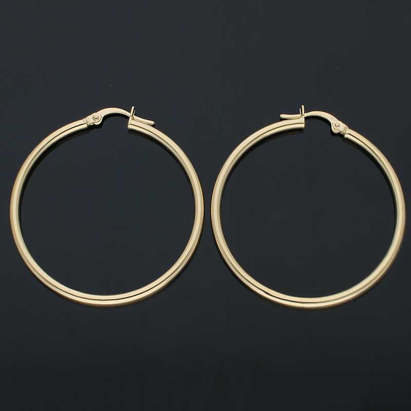 Gold Long Hoop Earrings 18KT - FKJERN18KU3092 - Image 2