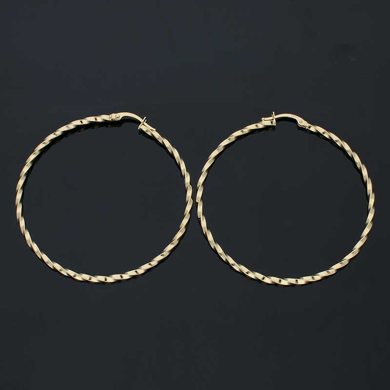 Gold Long Hoop Earrings 18KT - FKJERN18KU3093 - Image 2