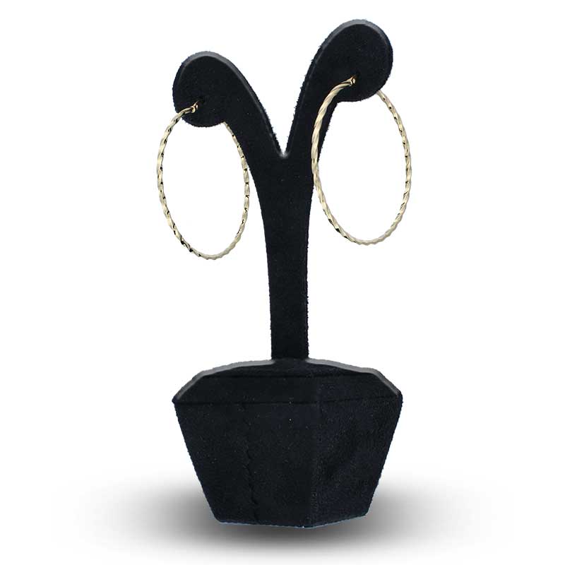 Gold Long Hoop Earrings 18KT - FKJERN18KU3093 - Image 4