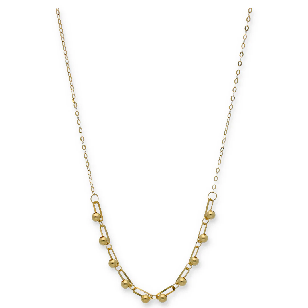 Gold Necklace (Beads In Middle) 18KT - FKJNKL18KU6335