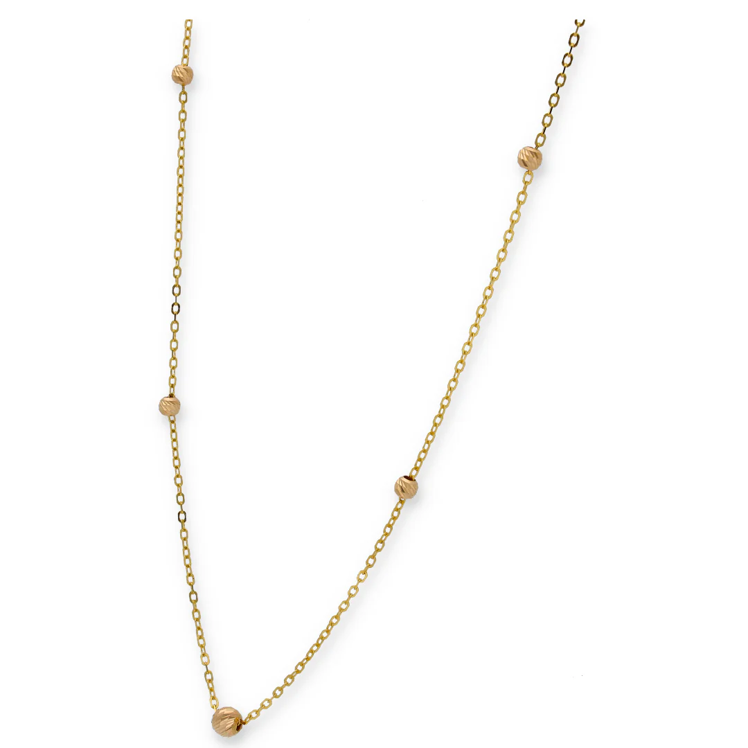 Gold Necklace (Chain With Beads) 21KT - FKJNKL21KU6367 - Image 3