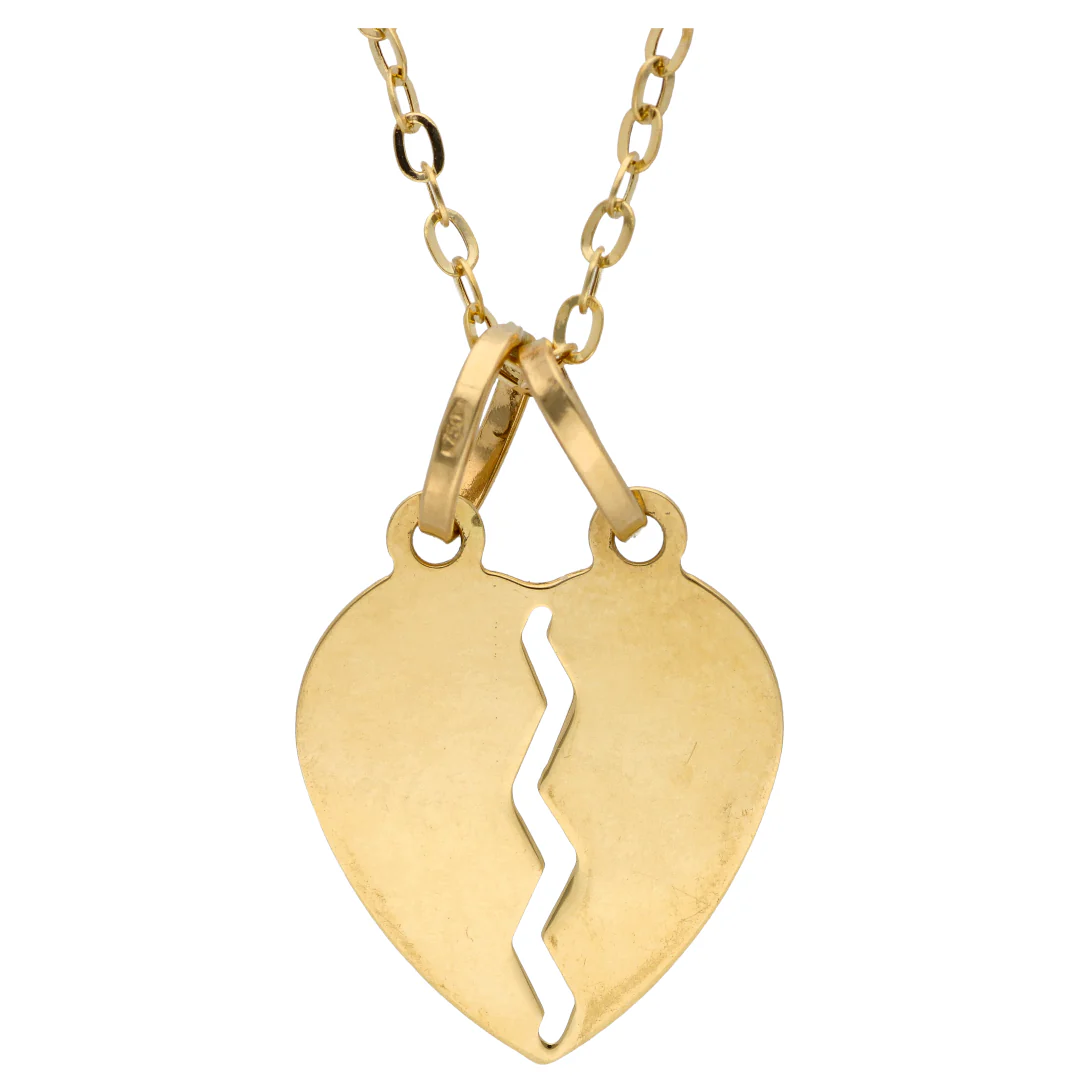 Gold Necklace (Chain with Broken Heart Shaped Pendant) 18KT - FKJNKL18KU6606 - Image 2
