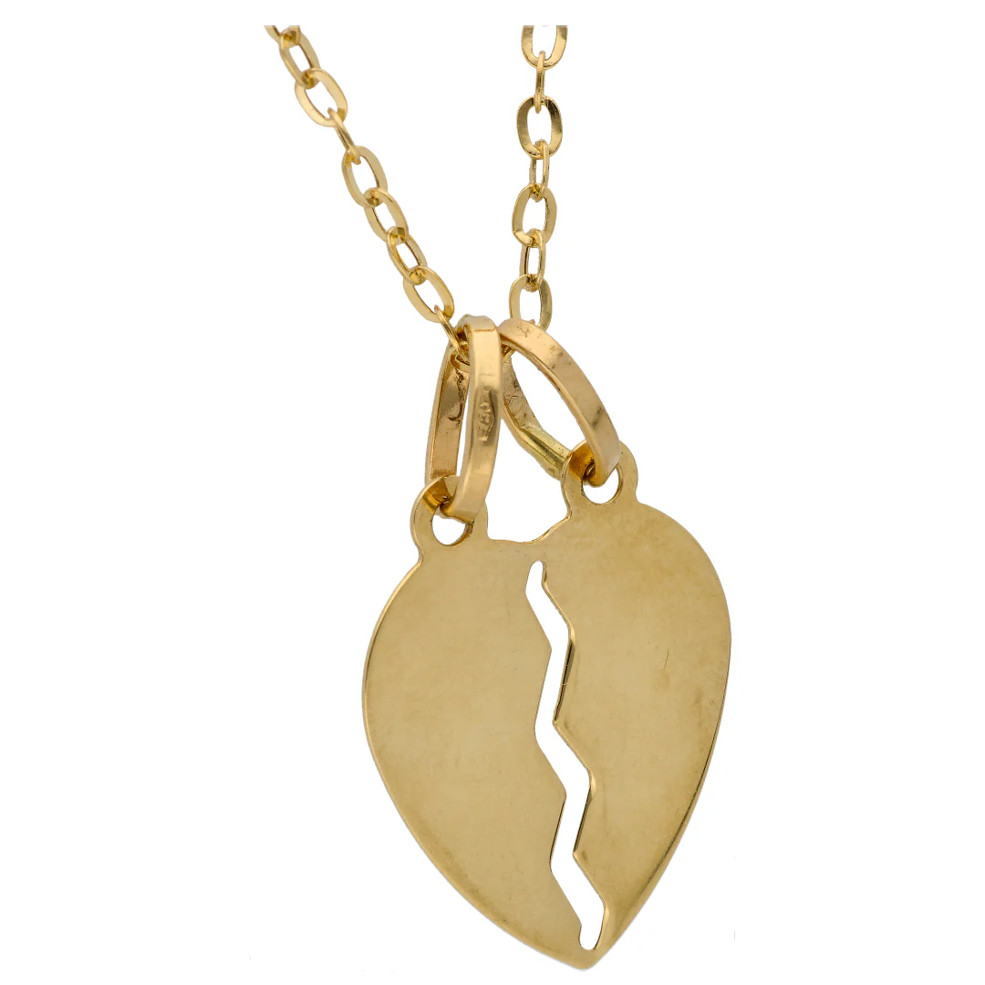 Gold Necklace (Chain with Broken Heart Shaped Pendant) 18KT - FKJNKL18KU6606 - Image 3