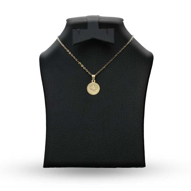 Gold Necklace (Chain with Coin Shaped Pendant) 18KT - FKJNKL18KU1092 - Image 3
