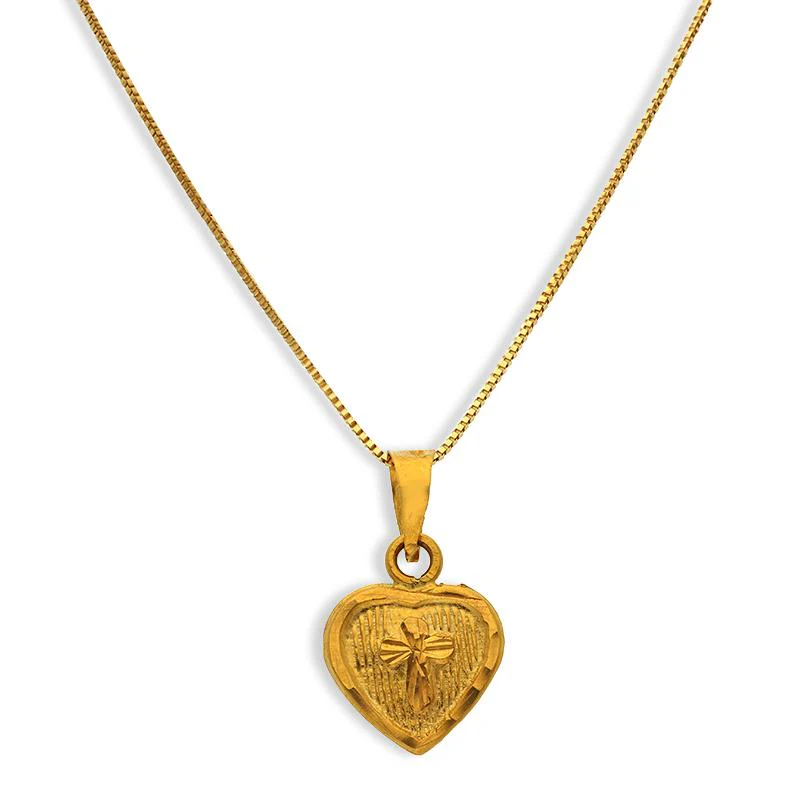 Gold Necklace (Chain with Cross Heart Pendant) 18KT - FKJNKL18K2573