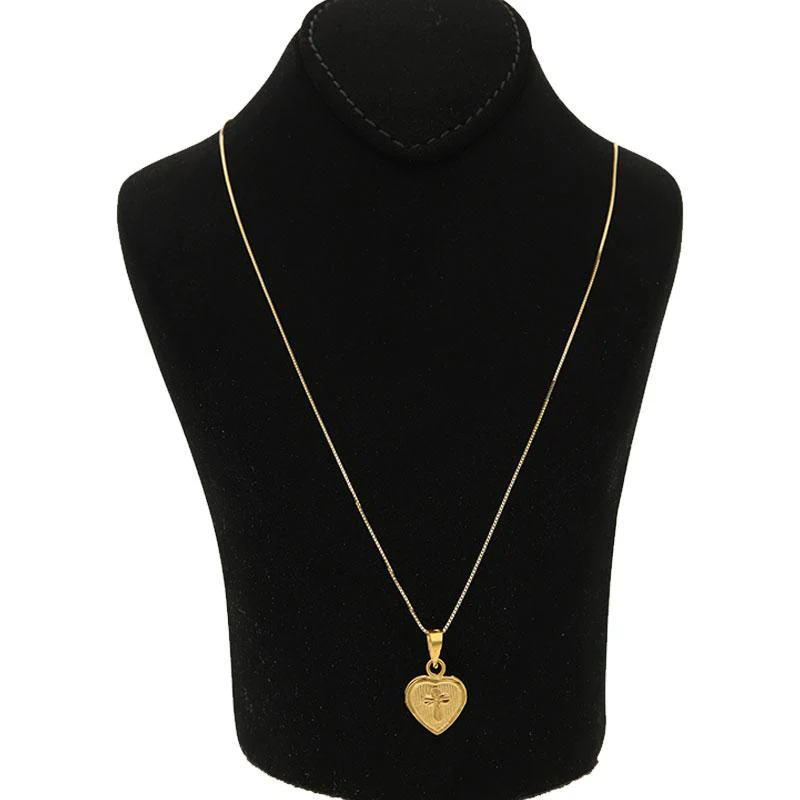 Gold Necklace (Chain with Cross Heart Pendant) 18KT - FKJNKL18K2573 - Image 4