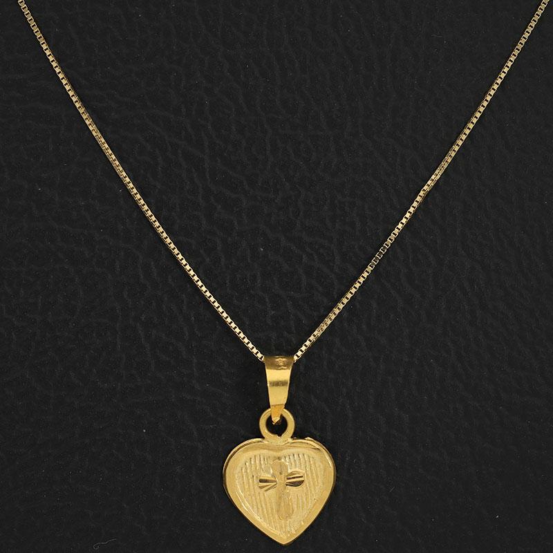 Gold Necklace (Chain with Cross Heart Pendant) 18KT - FKJNKL18K2573 - Image 5