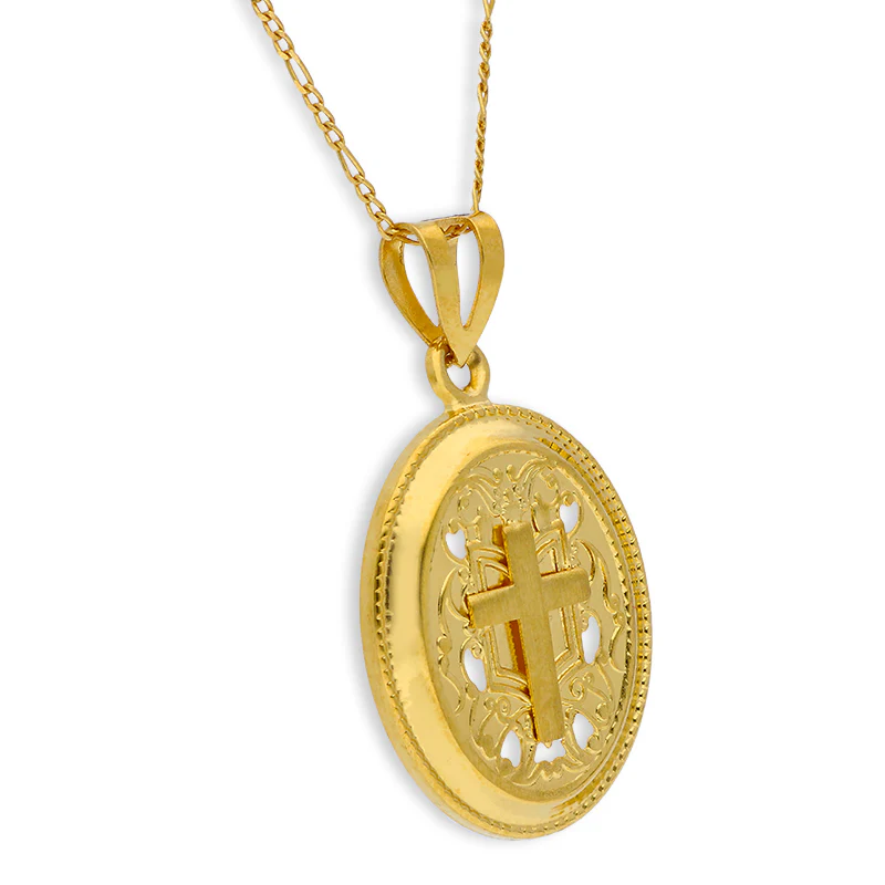 Gold Necklace (Chain with Cross Pendant) 21KT - FKJNKL21KU6068 - Image 2