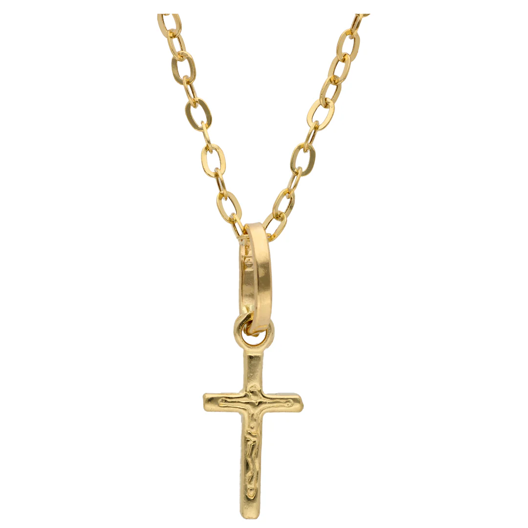 Gold Necklace (Chain with Cross Shaped Pendant) 18KT - FKJNKL18KU6608 - Image 2
