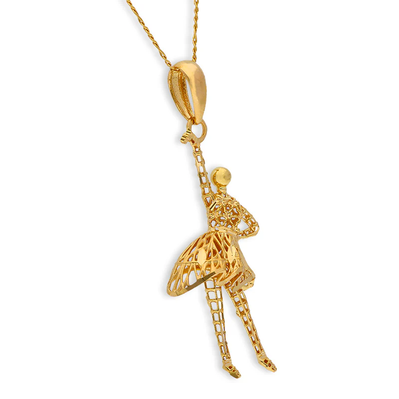 Gold Necklace (Chain with Dancing Girl Pendant) 21KT - FKJNKL21KU6069 - Image 2
