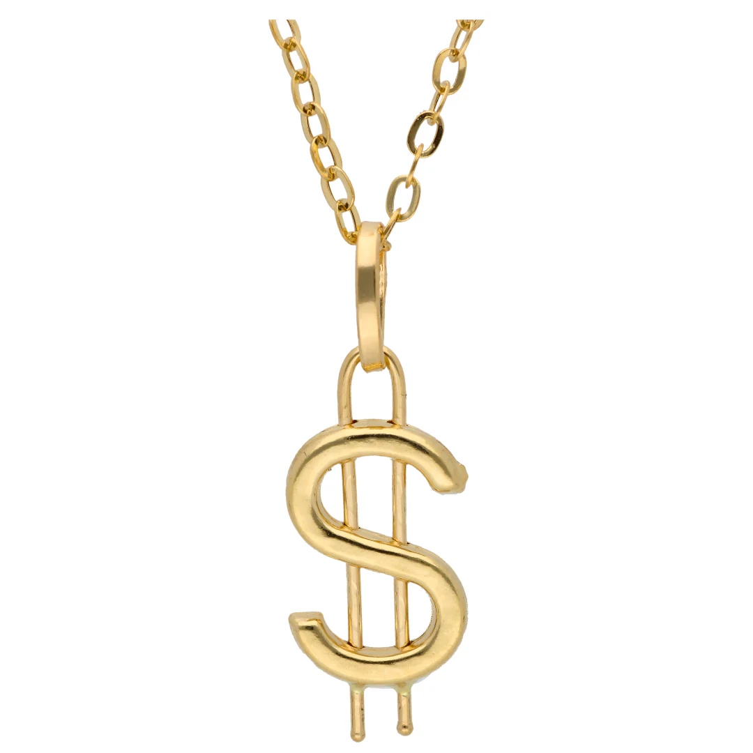 Gold Necklace (Chain with Dollar Shaped Pendant) 18KT - FKJNKL18KU6604 - Image 2