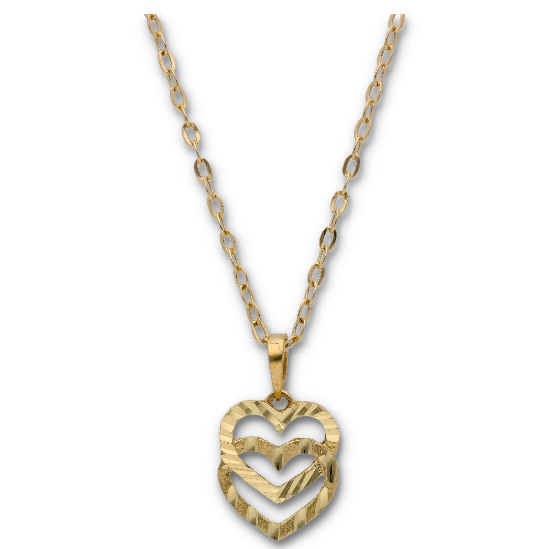 Gold Necklace (Chain with Dual Heart Shaped Pendant) 18KT - FKJNKL18KU6118 - Image 2