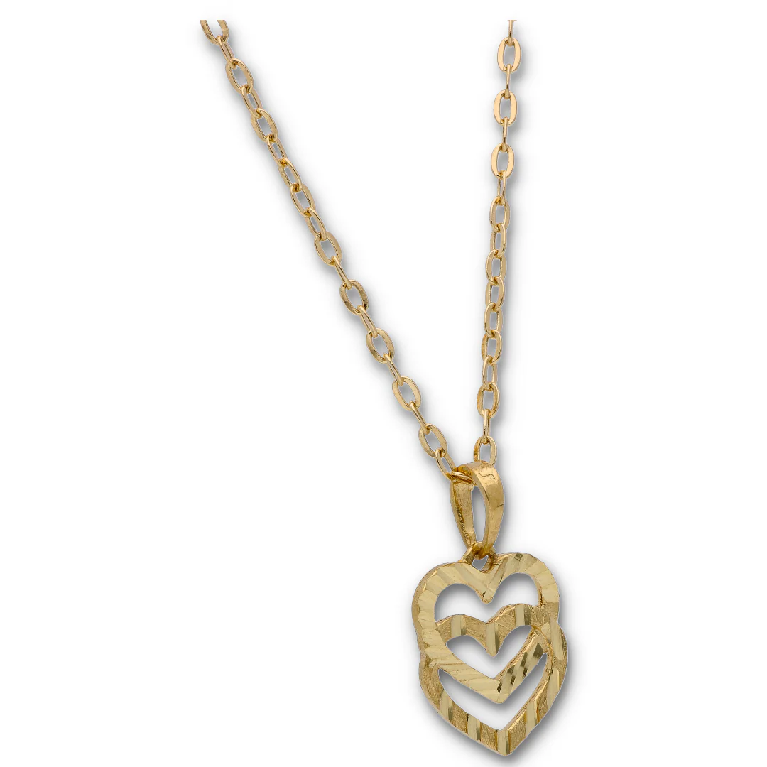 Gold Necklace (Chain with Dual Heart Shaped Pendant) 18KT - FKJNKL18KU6118 - Image 4
