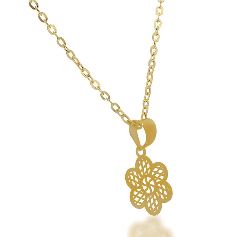 Gold Necklace (Chain with Flower Pendant) 18KT - FKJNKL18K2079 - Image 2