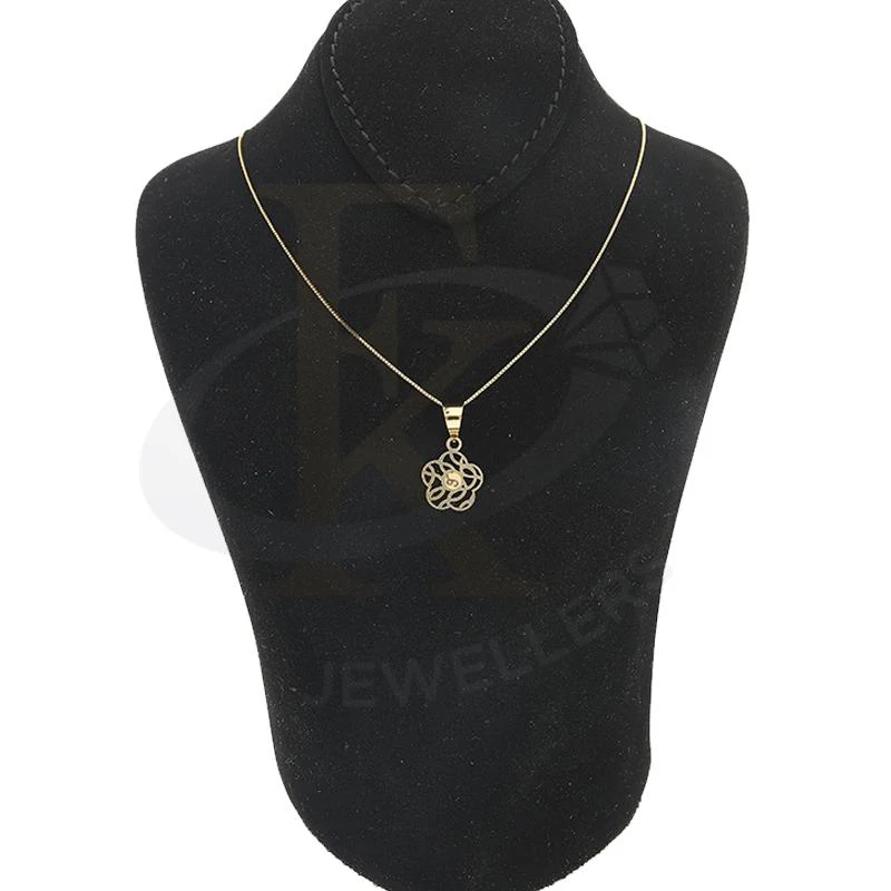 Gold Necklace (Chain with Flower Pendant) 18KT - FKJNKL18K2299 - Image 4