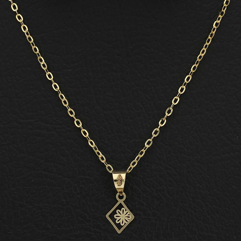 Gold Necklace (Chain with Flower Pendant) 18KT - FKJNKL18K2529 - Image 4