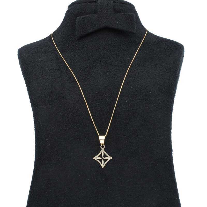 Gold Necklace (Chain with Flower Pendant) 18KT - FKJNKL18KU1033 - Image 2