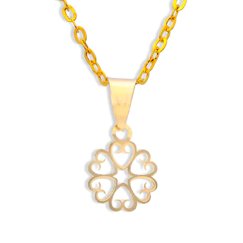 Gold Necklace (Chain with Flower Pendant) 18KT - FKJNKL18KU1049