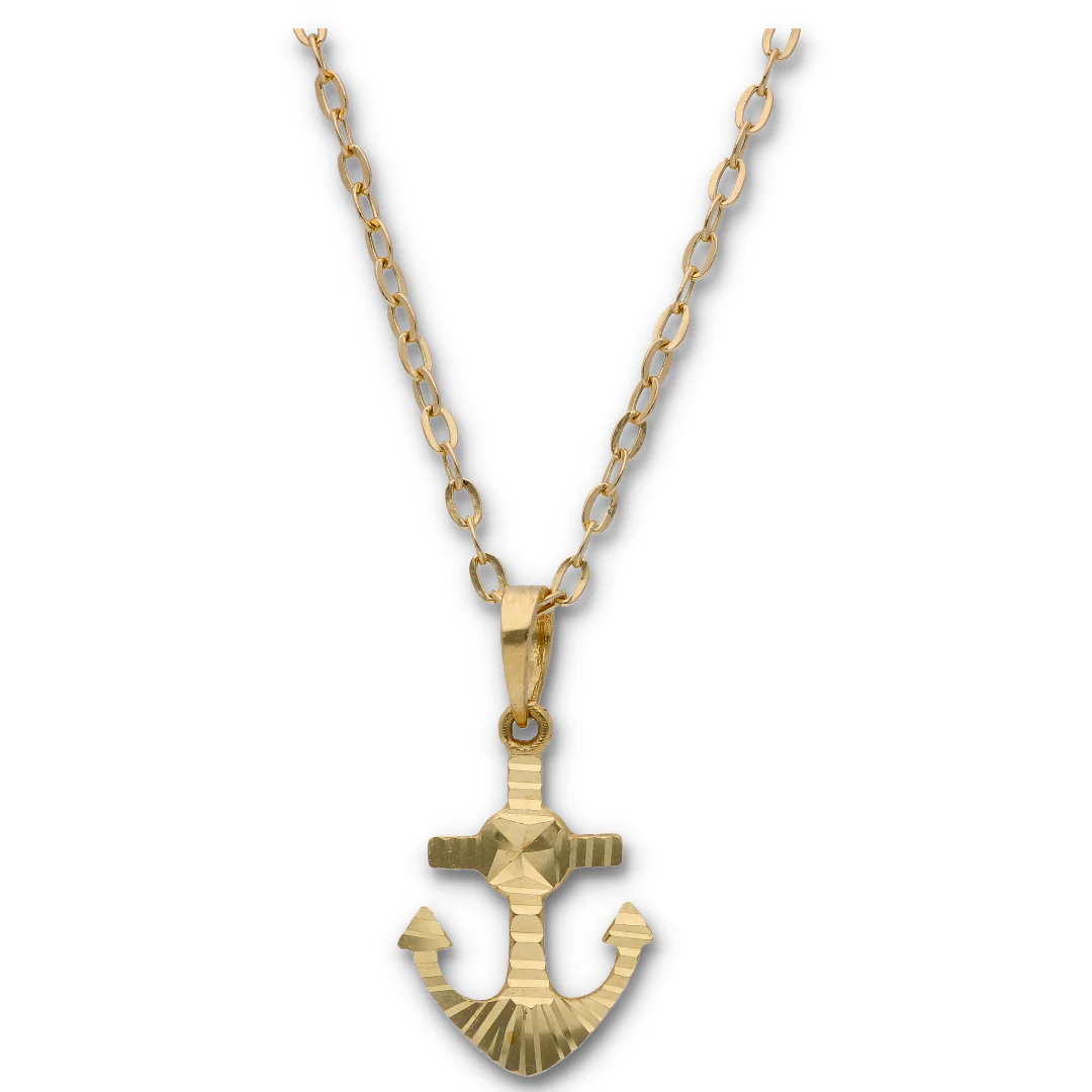 Gold Necklace (Chain with Gold Anchor Shaped Pendant) 18KT - FKJNKL18KU6128 - Image 2