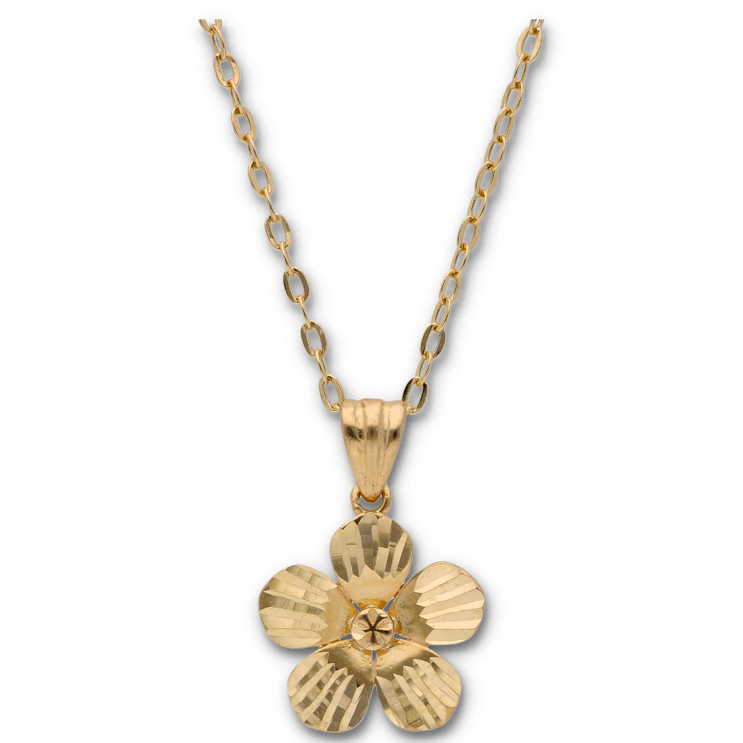 Gold Necklace (Chain with Gold Flower Shaped Pendant) 18KT - FKJNKL18KU6121 - Image 2