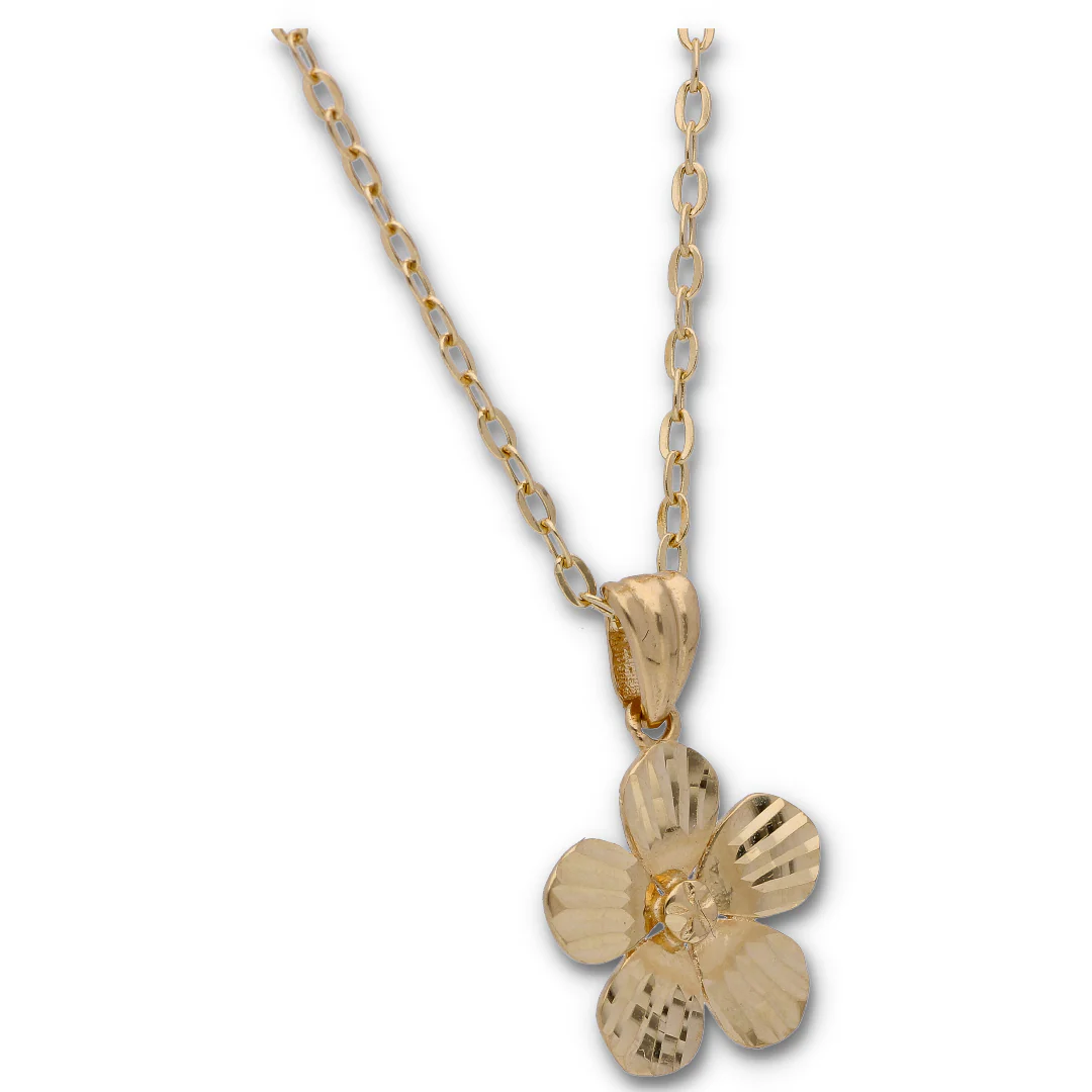 Gold Necklace (Chain with Gold Flower Shaped Pendant) 18KT - FKJNKL18KU6121 - Image 4