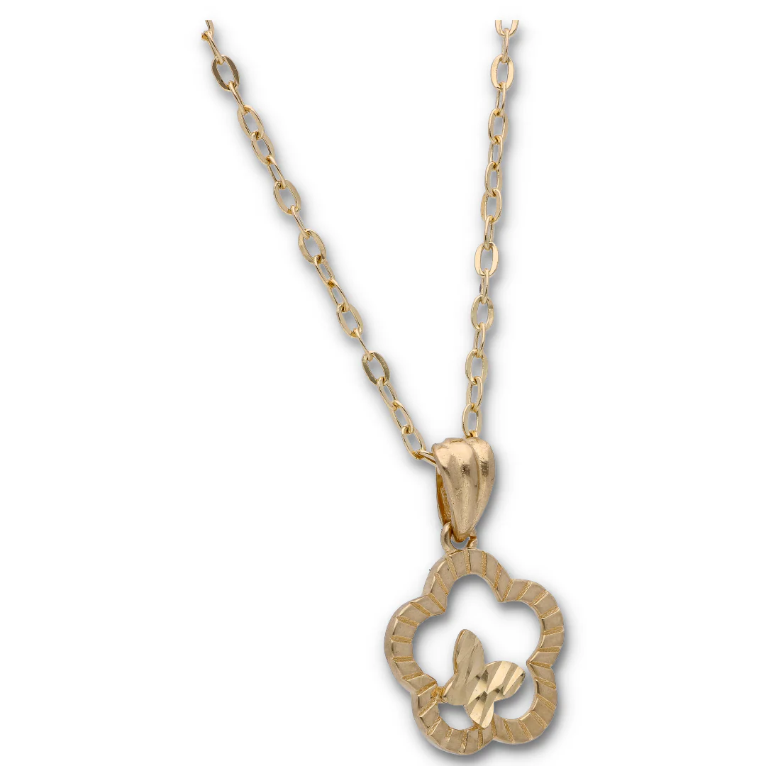 Gold Necklace (Chain with Gold Flower Shaped Pendant) 18KT - FKJNKL18KU6122 - Image 4