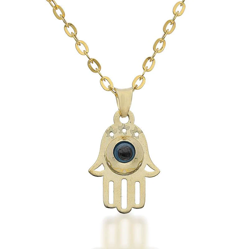 Gold Necklace (Chain with Hamsa Hand Pendant) 18KT - FKJNKL1678