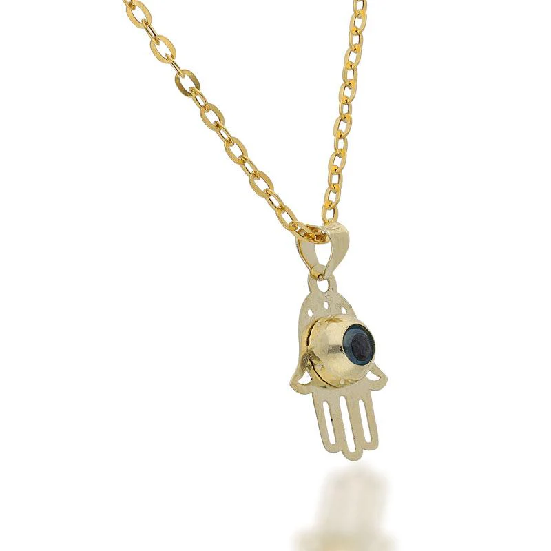 Gold Necklace (Chain with Hamsa Hand Pendant) 18KT - FKJNKL1678 - Image 2