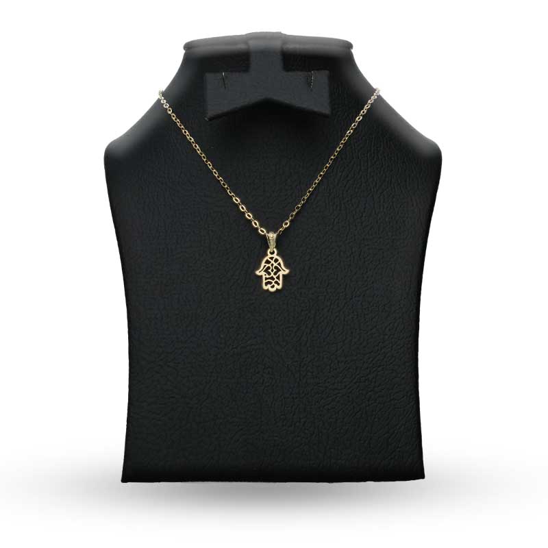 Gold Necklace (Chain with Hamsa Hand Pendant) 18KT - FKJNKL18KU1086 - Image 3