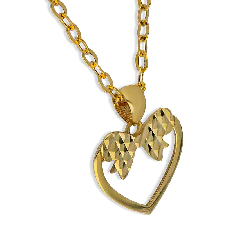 Gold Necklace (Chain with Heart Knot Pendant) 18KT - FKJNKL18KU1087 - Image 2
