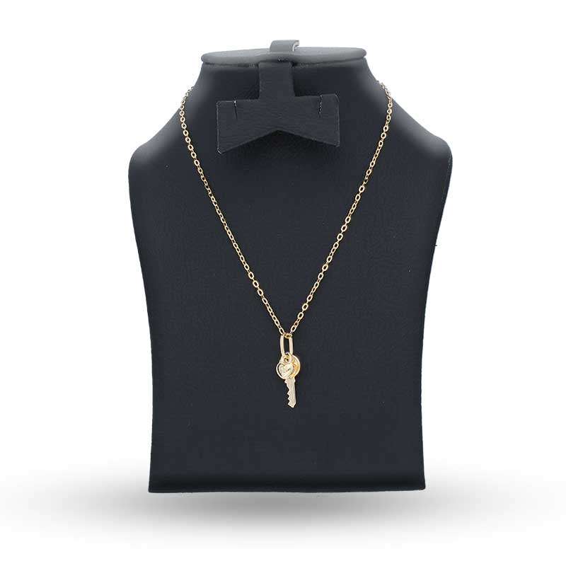 Gold Necklace (Chain with Key and Heart Lock Pendant) 18KT - FKJNKL18KU1124 - Image 3