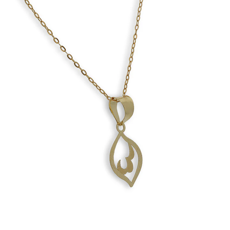 Gold Necklace (Chain with Leaf Shaped Pendant) 18KT - FKJNKL18K2331 - Image 2