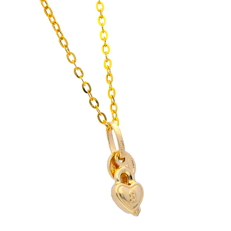 Gold Necklace (Chain with Lock and Key Pendant) 18KT - FKJNKL18KU1065 - Image 2